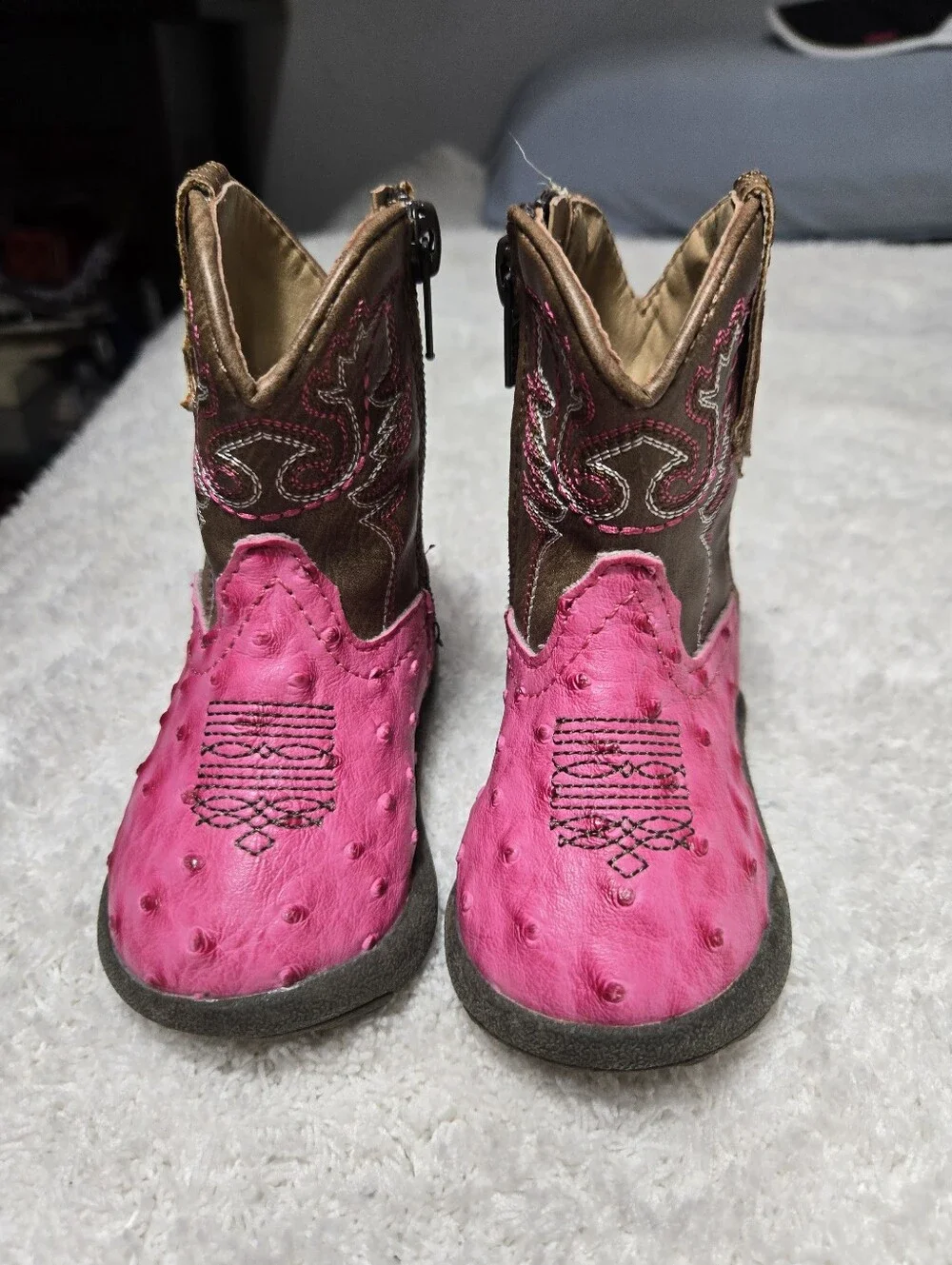 Roper Infant Girls Cowbaby Annabelle Round Toe Boots Mid Calf Sz 3